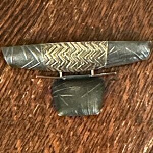 Handcrafted Black and Silver and gold  Japanese  inspired Bar Brooch